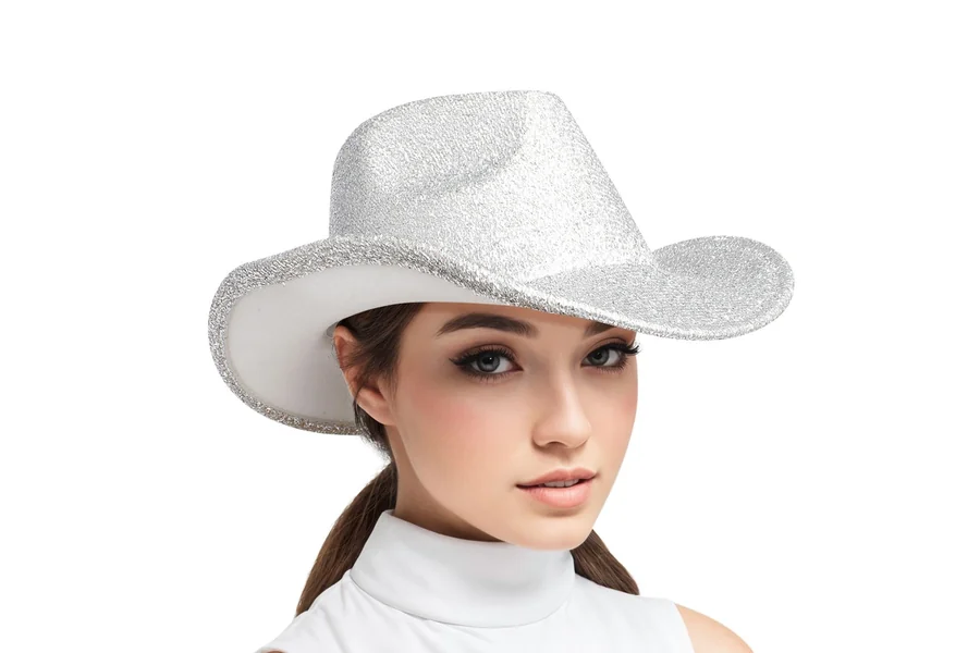 silver cow girl hat