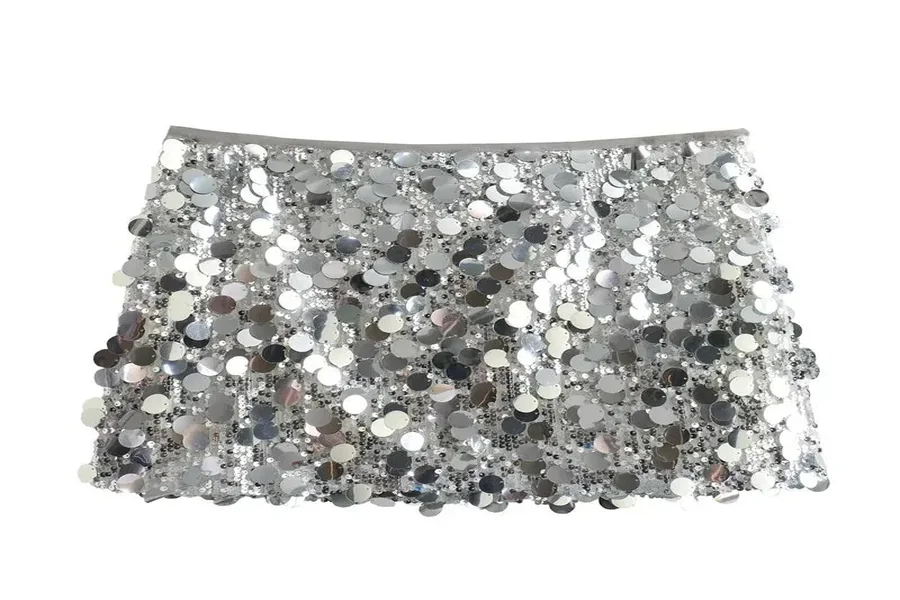 silver sequin mini skirt